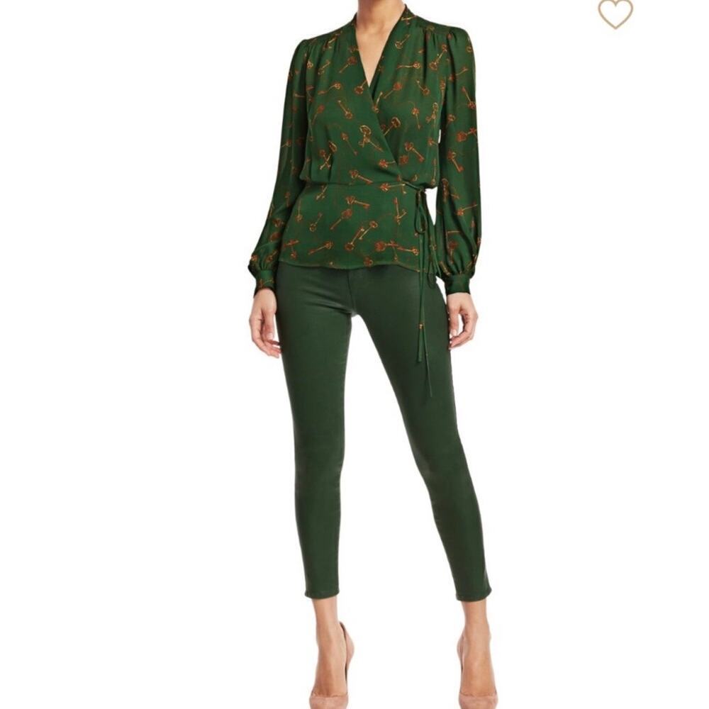 L'AGENCE Margot High-Rise Coated Ankle Skinny Jean In Moss Green Size 26